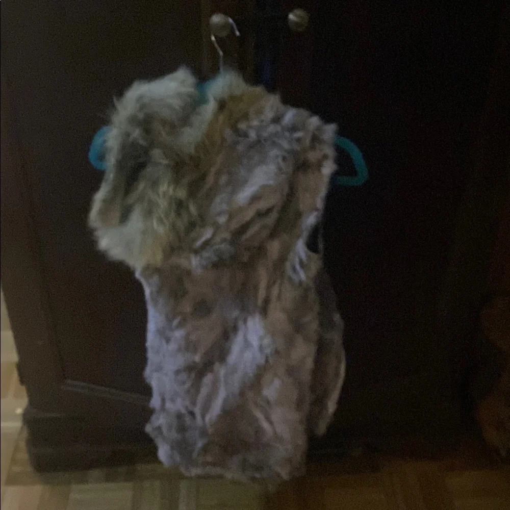 Women's real Fur Vest with Hood - Gray - Picture 5 of 5